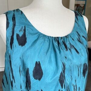 🦋CAbi Silk Serene Tiered Tank teal blue black size XL